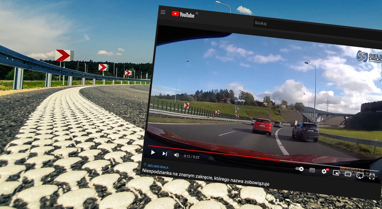 Tego słynny zakręt na obwodnicy Bielska-Białej na drodze S1 chyba jeszcze nie widział [WIDEO]