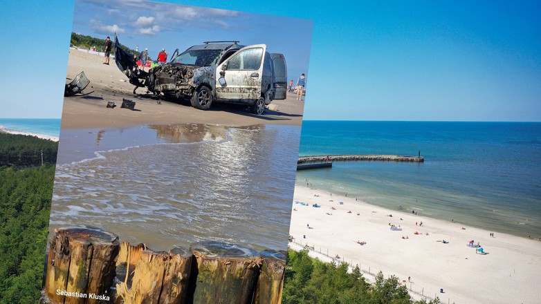 Renault Kangoo na plaży w Łebie