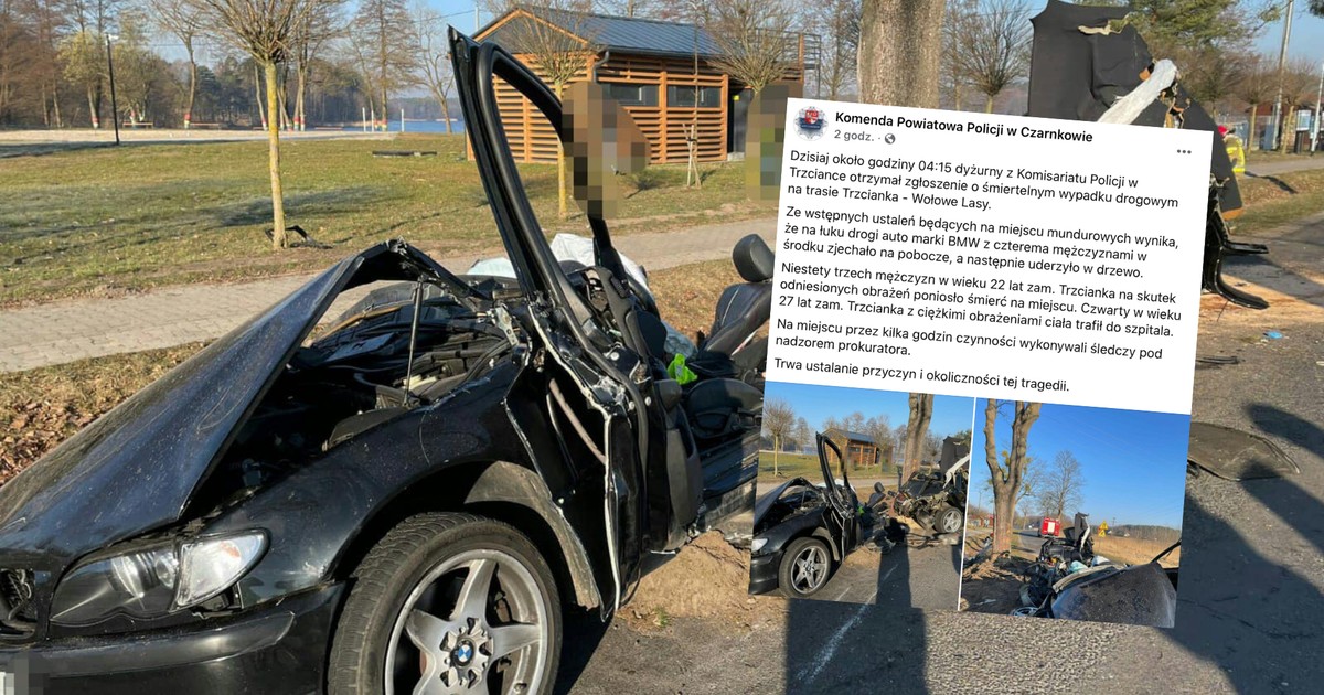 Tragiczny wypadek w Wielkopolsce. Trzy ofiary śmiertelne (screen: Facebook/Komenda Powiatowa Policji w Czarnkowie)