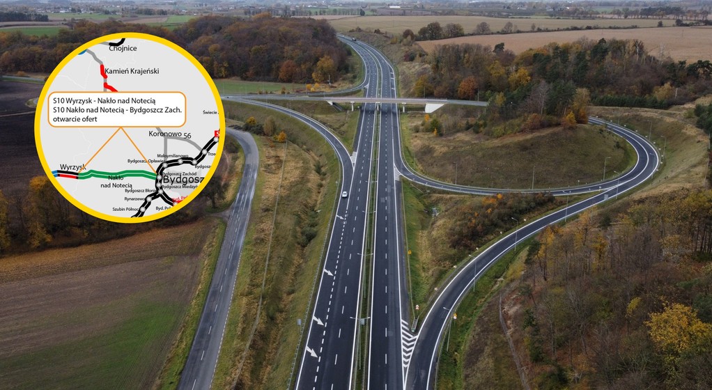 Droga S10 koło Bydgoszczy - mapa