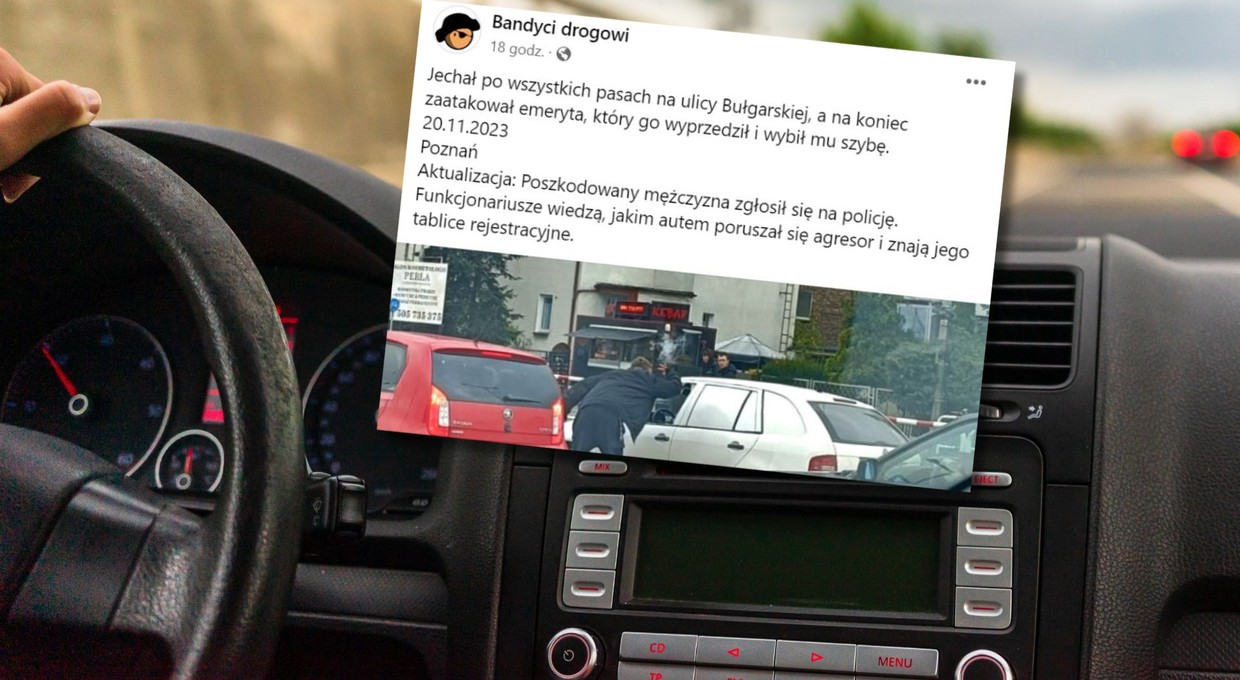 Zajechał drogę i zaatakował emeryta w Poznaniu. Wybił szybę i odjechał