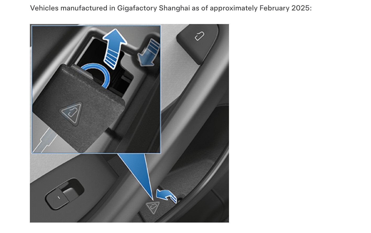 Fragment instrukcji aktualnej wersji Tesli Model 3 – awaryjne otwieranie tylnych drzwi od wewnątrz to skrajny absurd