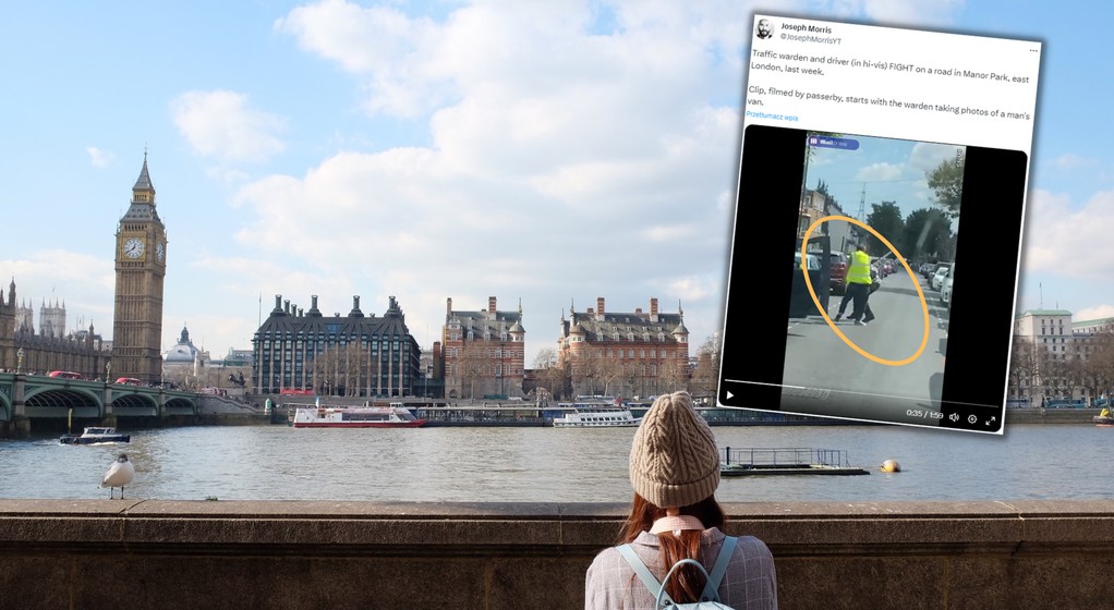 Strażnik miejski zrobił zdjęcie jego auta. Kierowca ruszył na niego z kijem (Screen: Twitter/JosephMorrisYT)