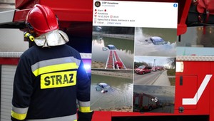 Stała na dachu auta i czekała na pomoc. Pojazd utknął w stawie