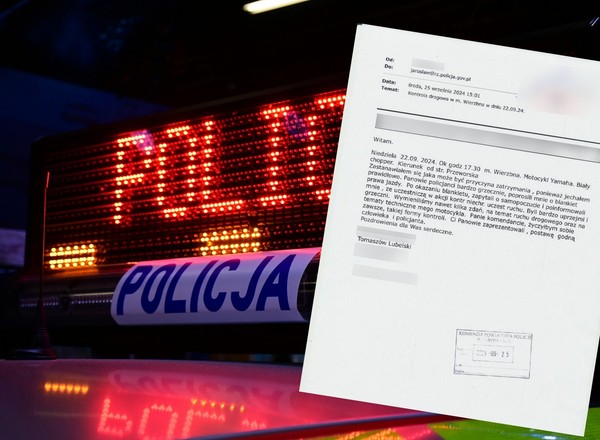 Komendant nie spodziewał się takiego listu. Dostał go po kontroli drogowej