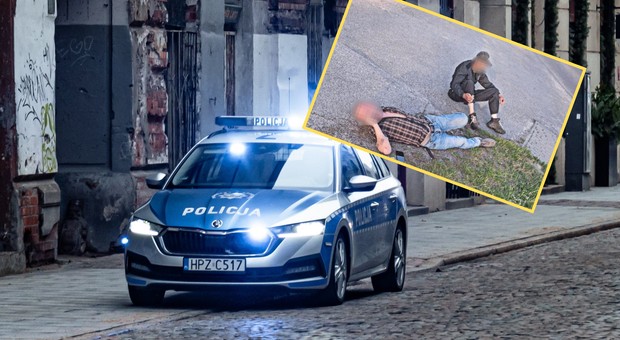 Chcieli jechać do domu radiowozem. Zgłosili wypadek i leżeli