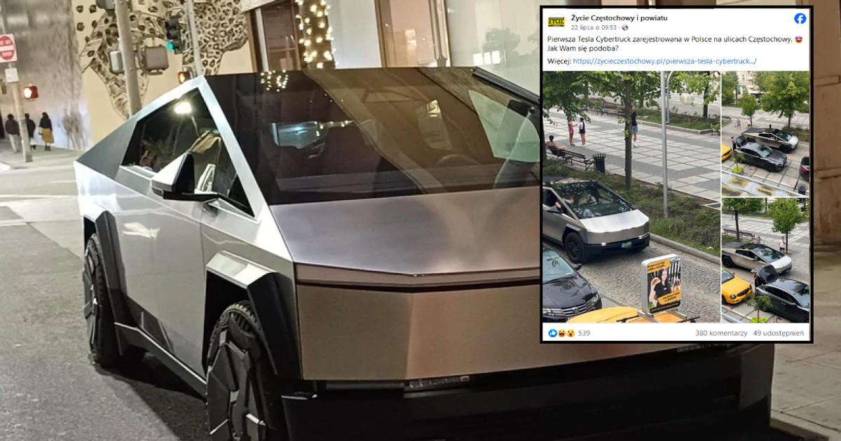 Pierwsza Tesla Cybertruck na polskich drogach. Zobacz zdjęcia (screen: Facebook.com/Życie Częstochowy i powiatu)