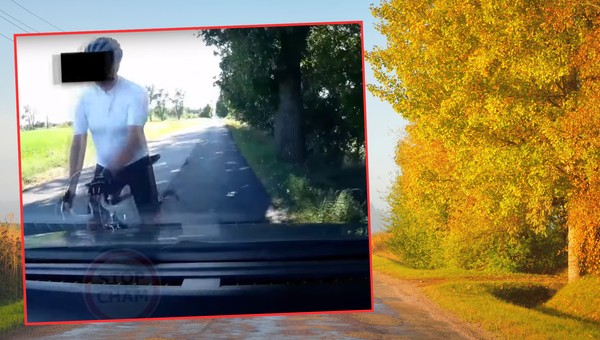 Rowerzysta jechał na czołówkę z autem i miał pretensje [WIDEO]