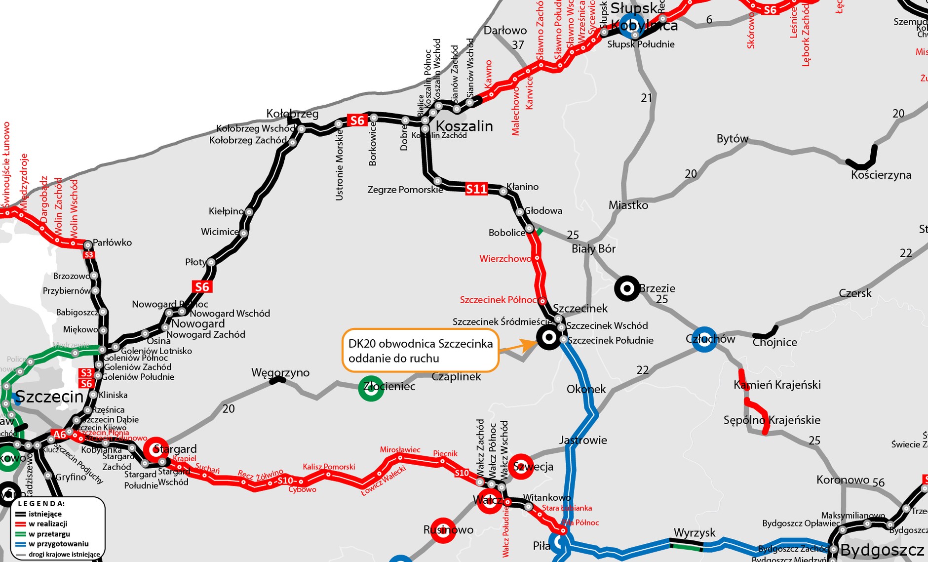 Obwodnica Szczecinka - mapa