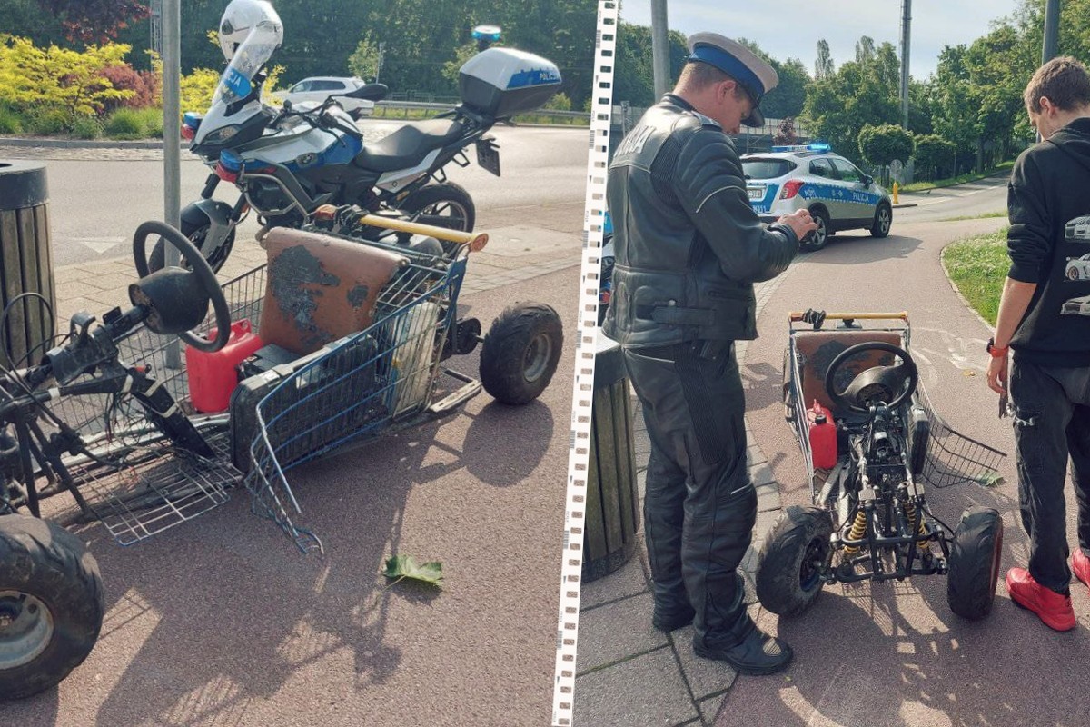 Młody wynalazca zamienił wózek sklepowy w bolid. Podpadł policjantom z Sopotu