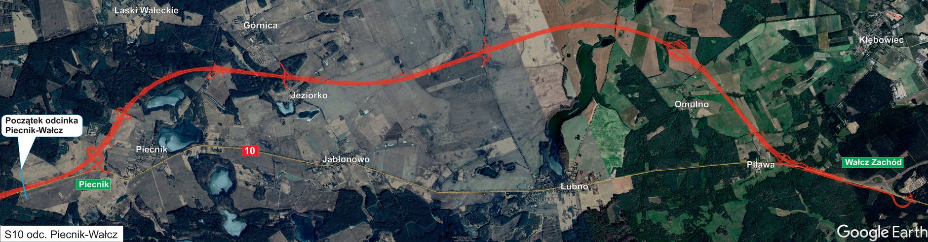 Plan orientacyjny odcinka Piecnik-Wałcz