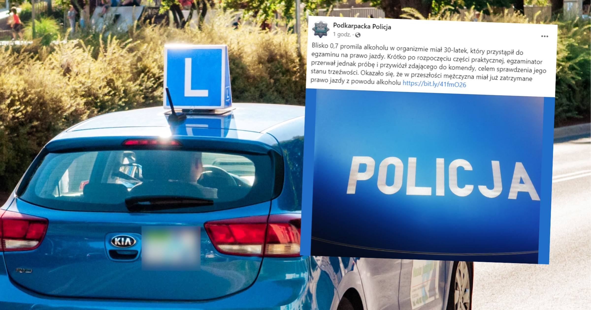 Pod wpływem alkoholu zdawał egzamin na prawo jazdy (fot. screen: facebook/@Podkarpacka Policja)