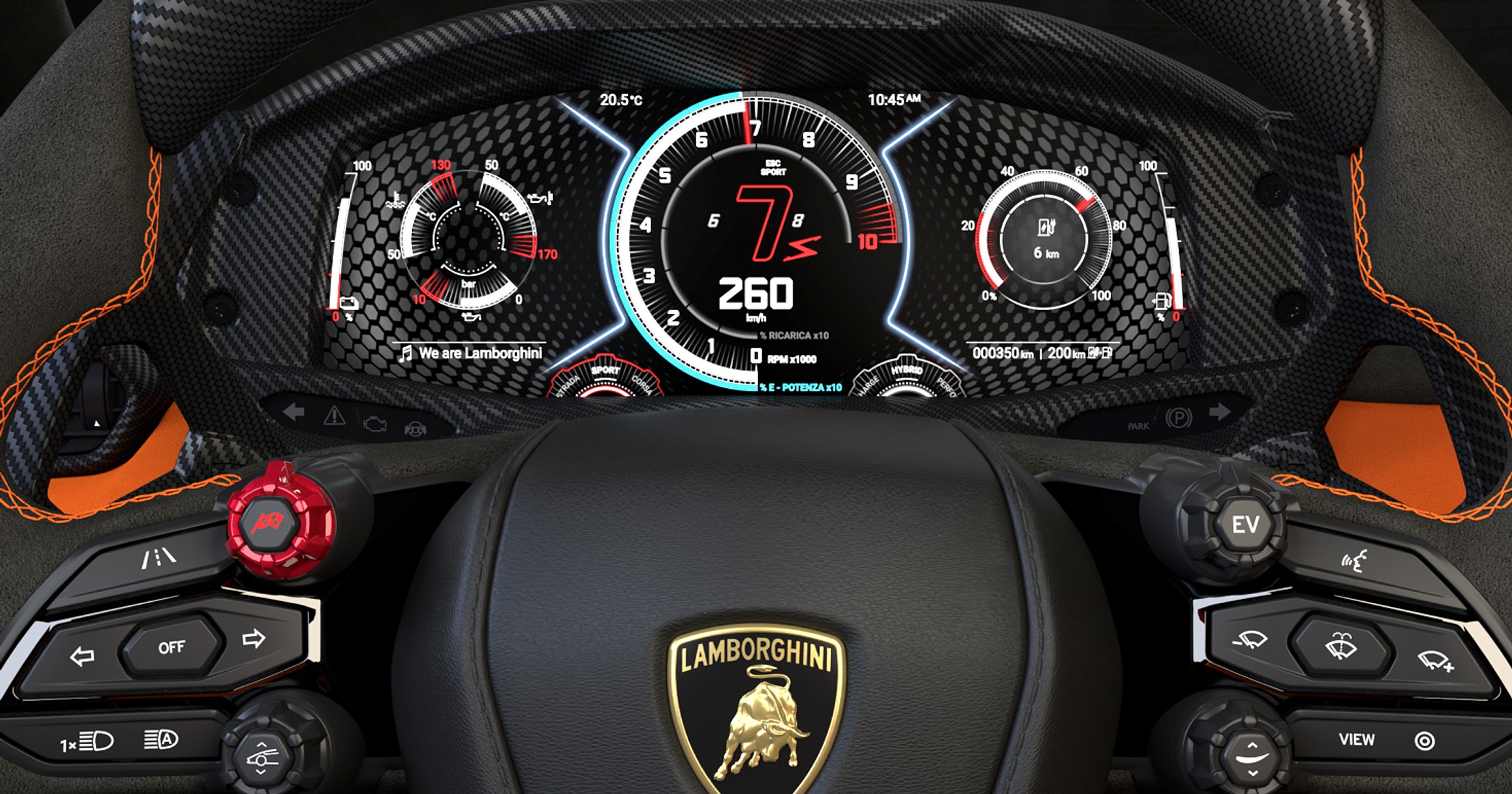 Wirtualne zegary hybrydowego Lamborghini LB744