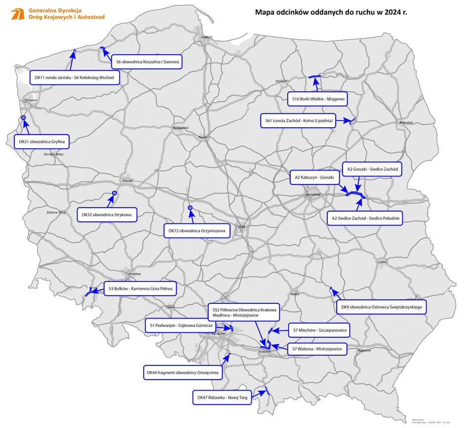 Nowe drogi w Polsce 2024 r.