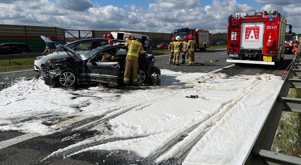 Poważny wypadek na autostradzie A2 w kierunku Poznania.