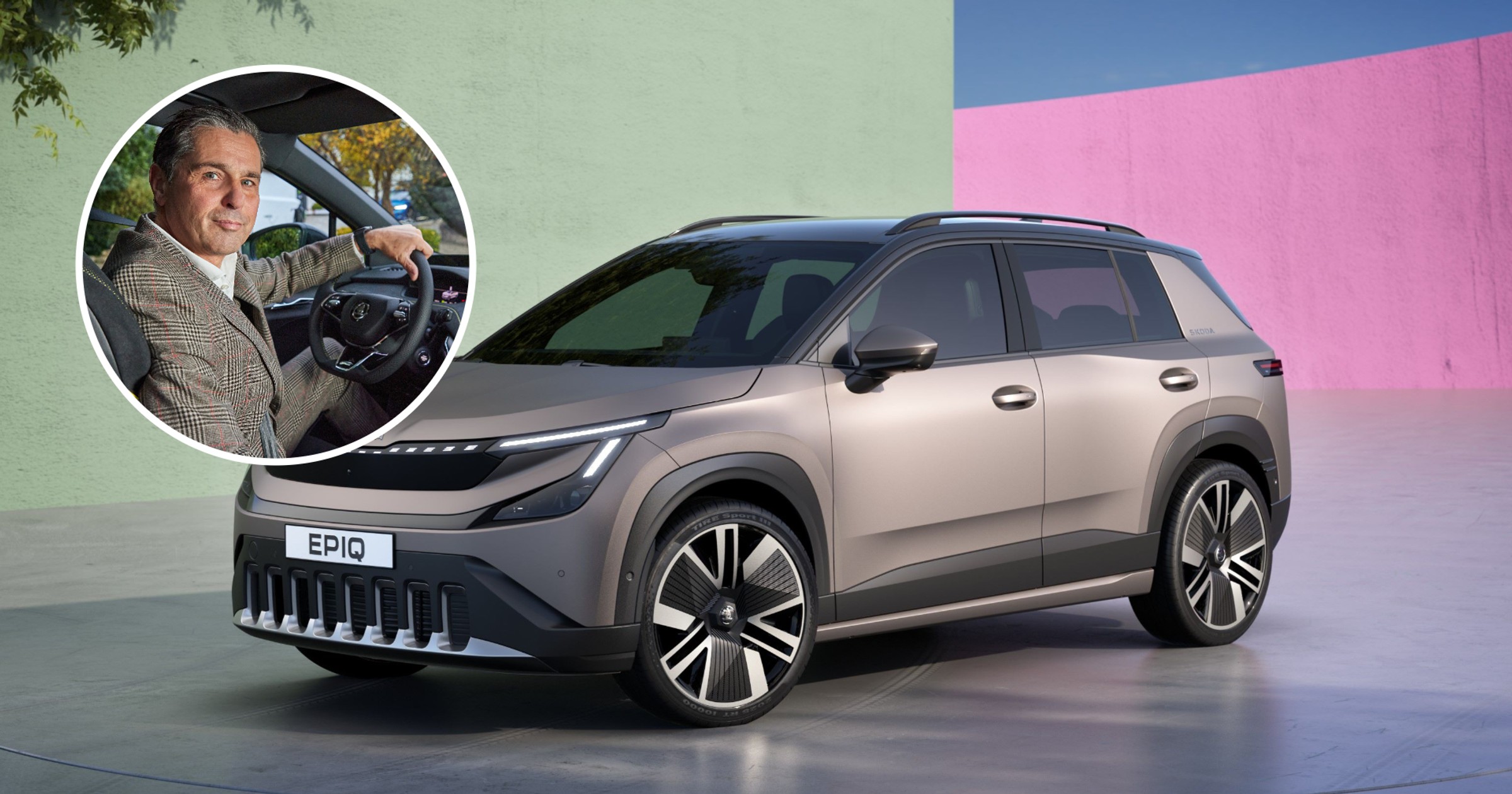 Skoda Epiq (wersja prototypowa) i prezes Skody Klaus Zellmer