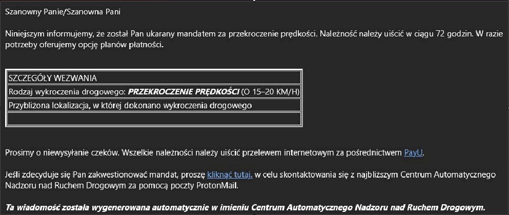 Oszustwo na mandat. Tak wygląda list od oszustów