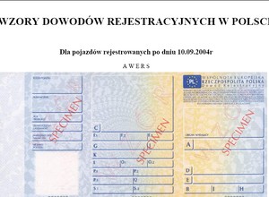 Wzory dowodów rejestracyjnych