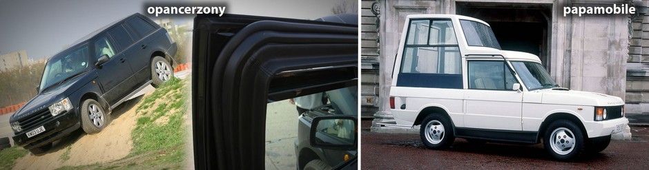 Fabrycznie opancerzony Range Rover 4.4 V5 spełnia standardy bezpieczeństwa B5 i B6 (m.in. zabezpiecza przed ostrzałem z broni ręcznej). Karoserię wzmacniają stalowe panele, w oknach montowano grube szyby.
Jan Paweł II wizytował Wielką Brytanię w 1982 r., już po zamachu. Tu broniły go kuloodporne szyby.