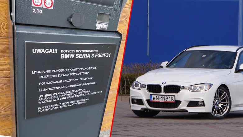 Czy BMW dopuszcza mycie "trójki" na myjniach automatycznych? Tabliczka na wjeździe do myjni wzbudza obawy. 