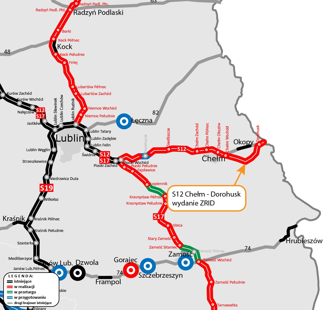 Droga S12 Chełm - Dorohusk - mapa