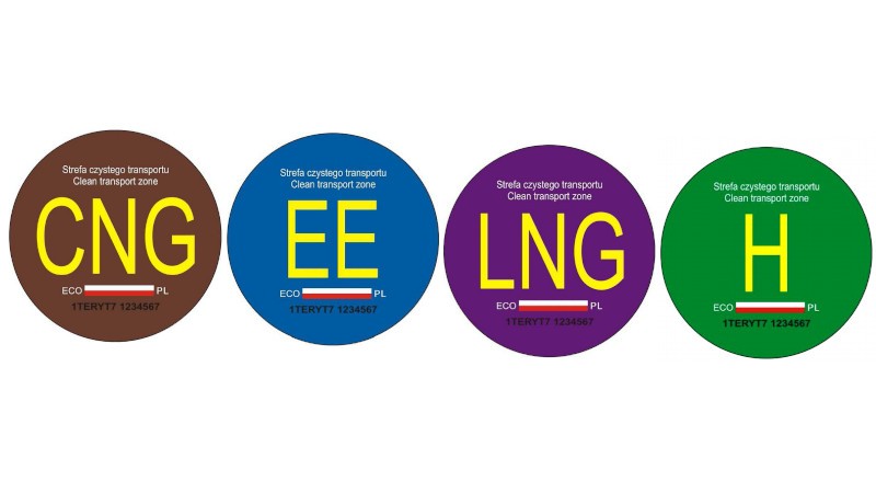 Naklejki oznaczające rodzaj napędu