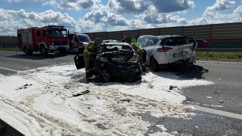 Poważny wypadek na autostradzie A2 w kierunku Poznania.