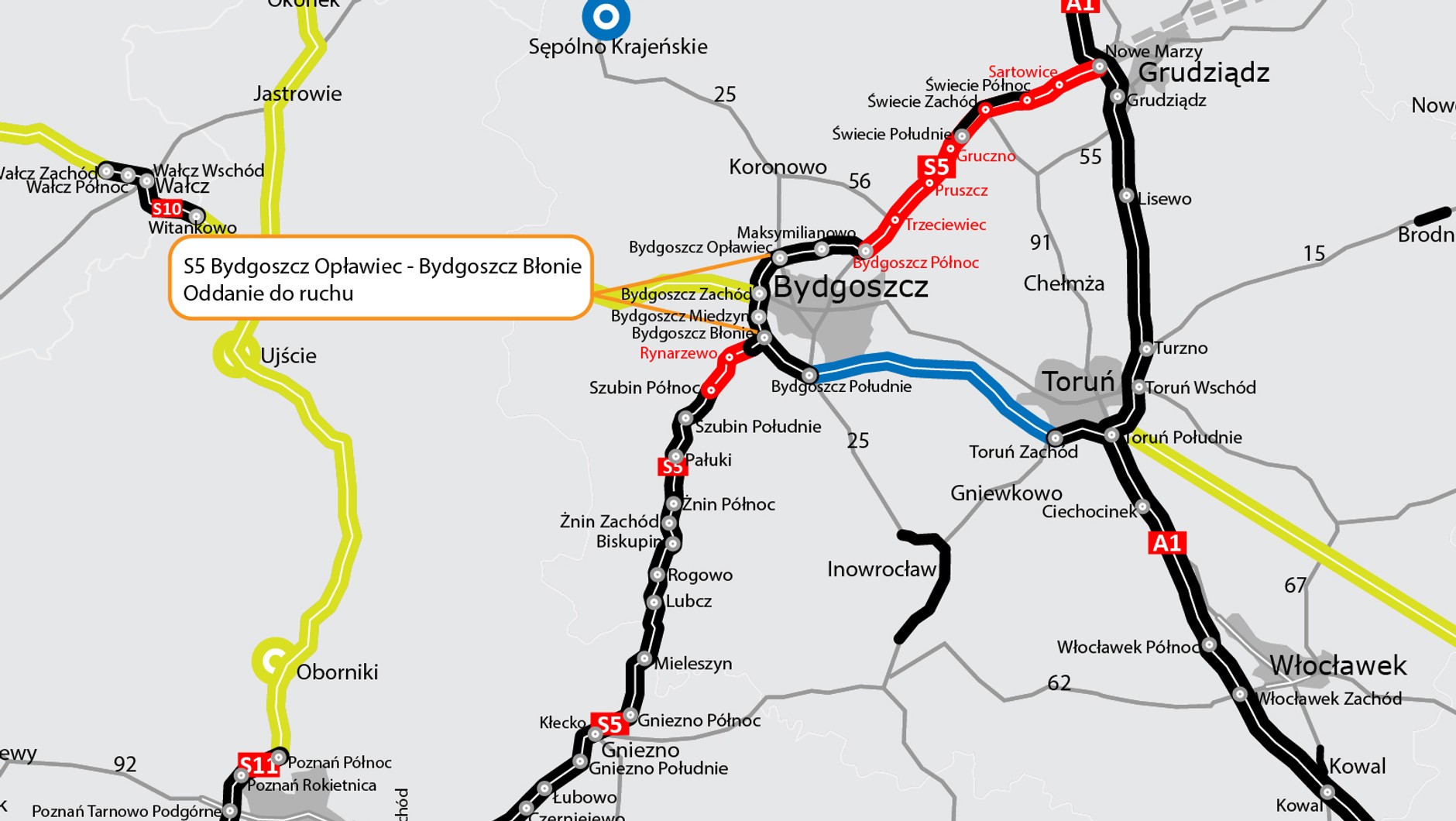 Trasa S5 w pobliżu Bydgoszczy