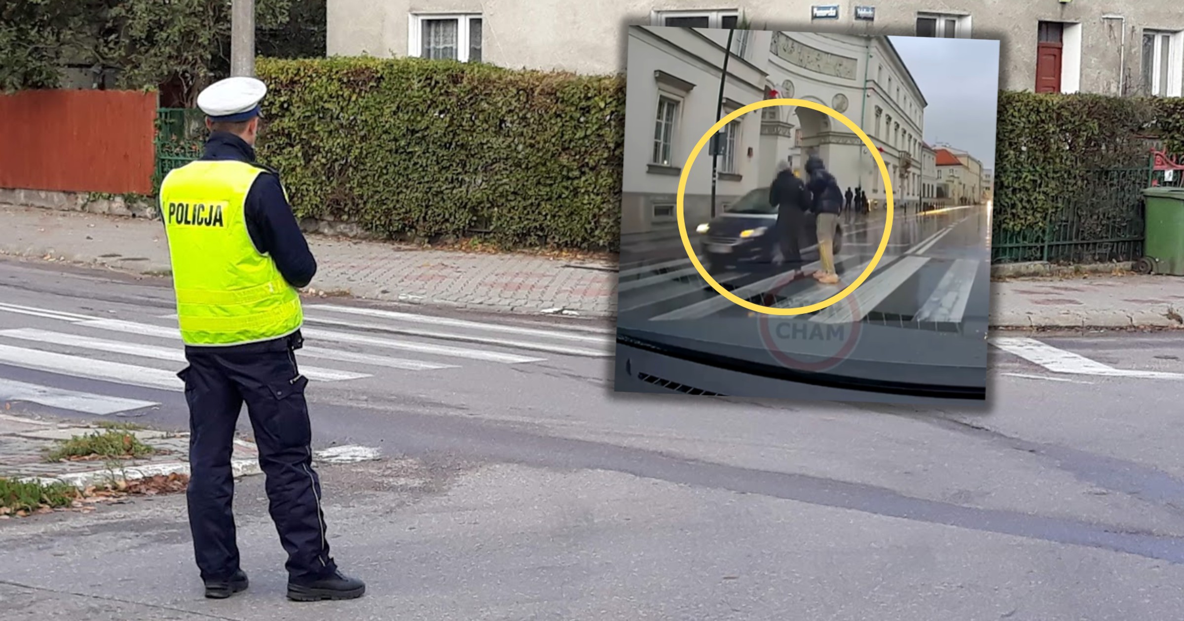 Chwile grozy w Warszawie. Przed przejściem dla pieszych nawet nie hamował (Screen: Facebook/Stop Cham)