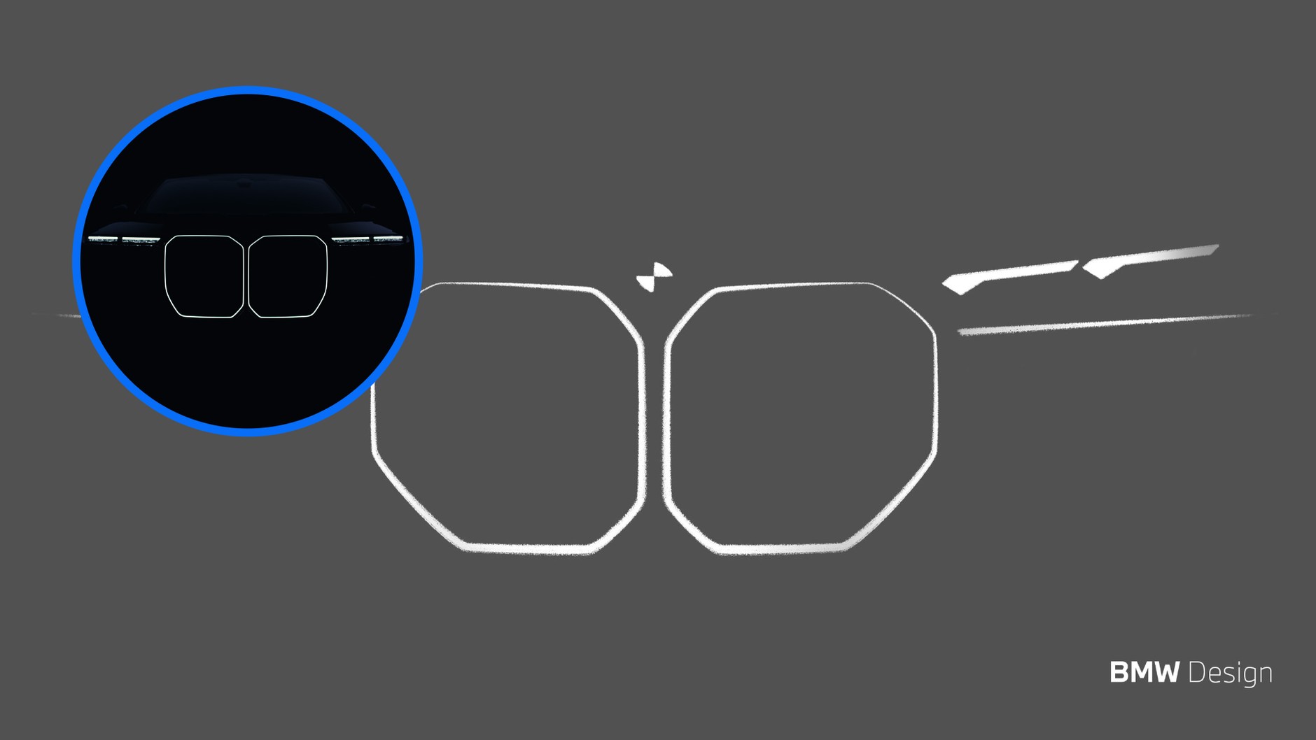 BMW serii 7 (7. generacja; w kółku teaser wersji po modernizacji)