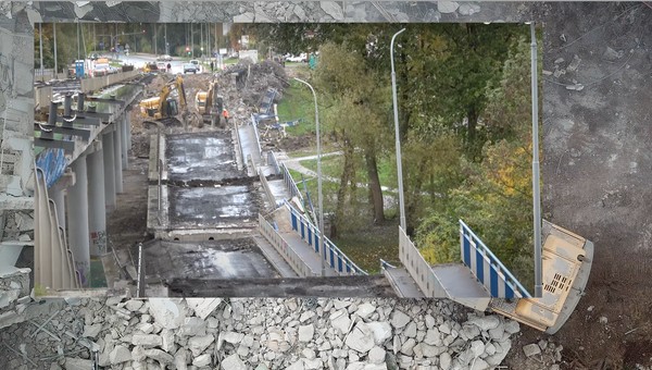 Koszalin: wiadukt runął na ulicę pełną samochodów [NAGRANIE]