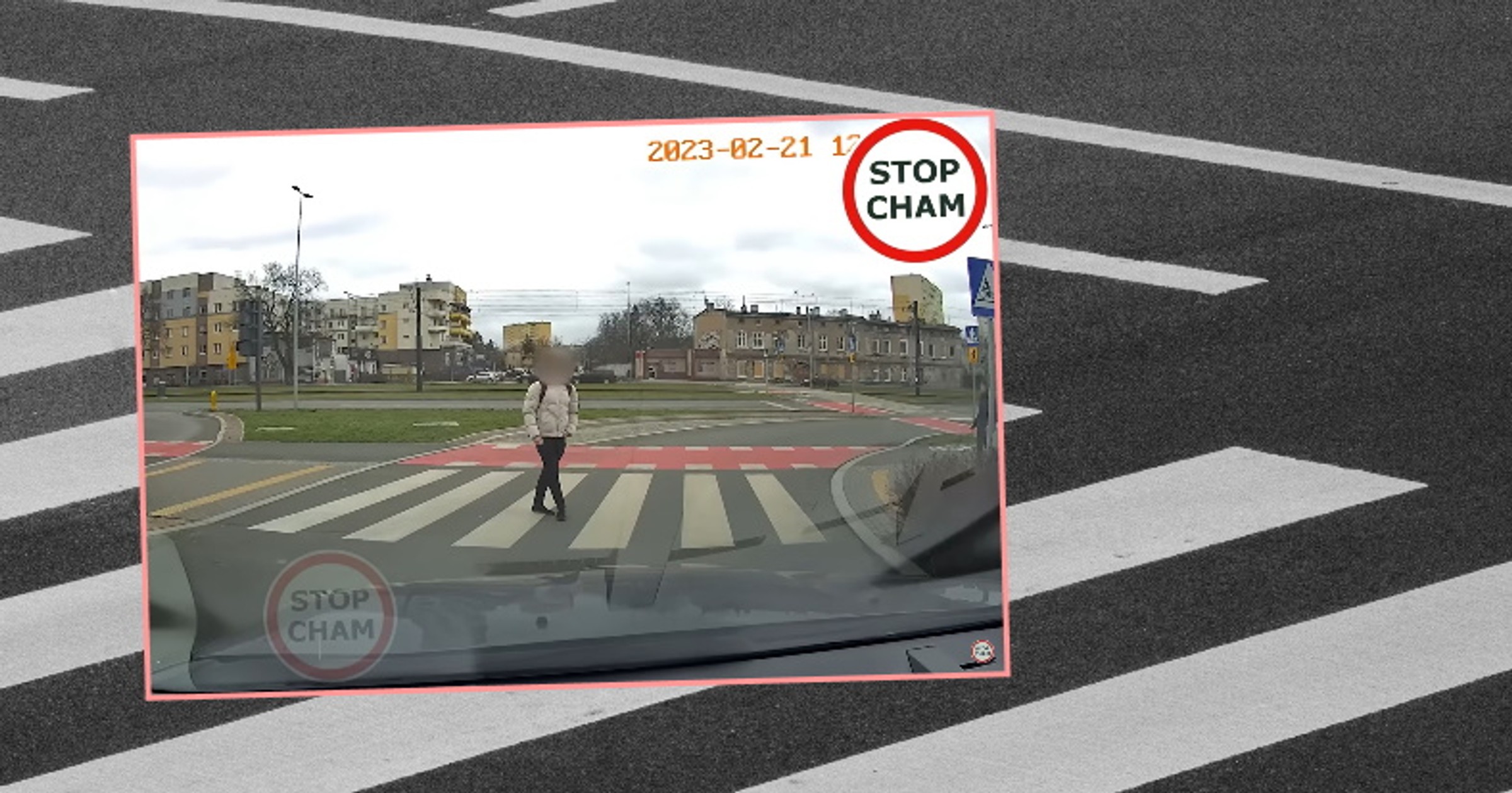 Blokował przejście dla pieszych (Screen: YouTube/@STOPCHAM)
