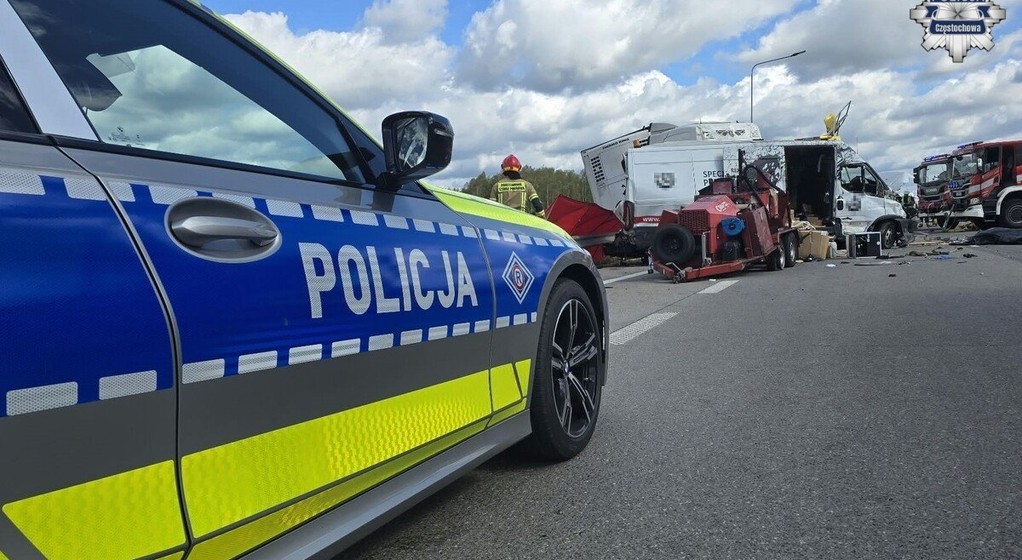 Wypadek na A1 w Mykanowie