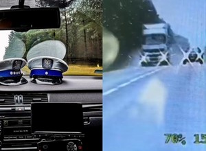 Kierowca jechał na czołówkę z radiowozem. Policjanci w szoku [Nagranie]
