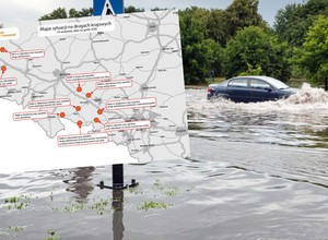 Powódź na południu Polski. Lista dróg, na których występują utrudnienia [MAPA]