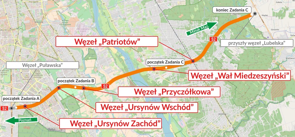 Południowa Obwodnica Warszawy (S2) na odcinku od węzła „Puławska” do węzła „Lubelska”