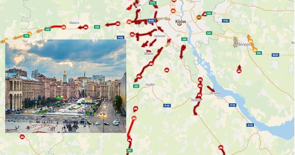 Korki na Ukrainie w dniu rosyjskiej inwazji
