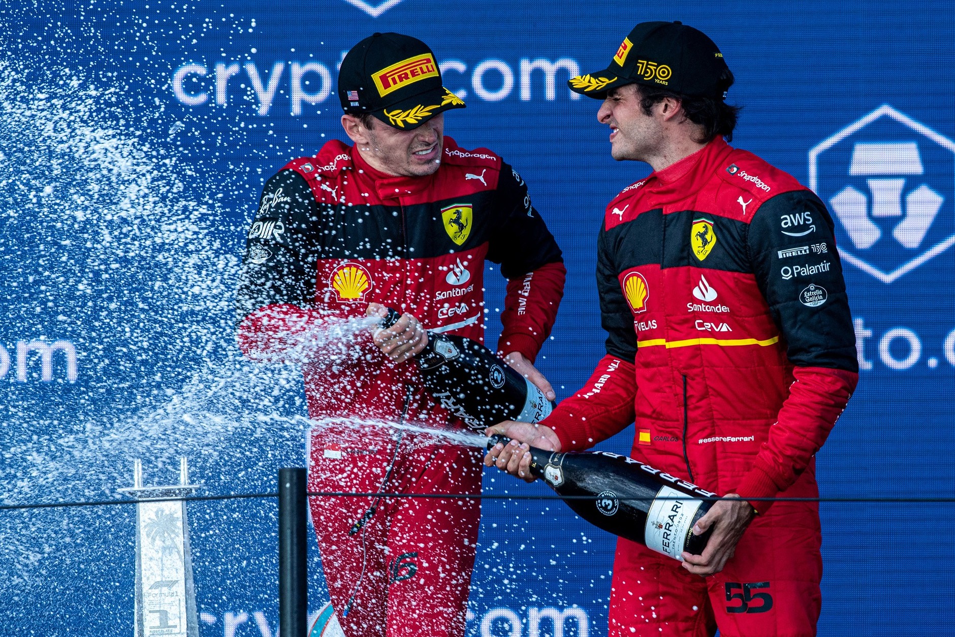 Kierowcy zespołu Ferrari Scuderia po Grand Prix Miami 2022