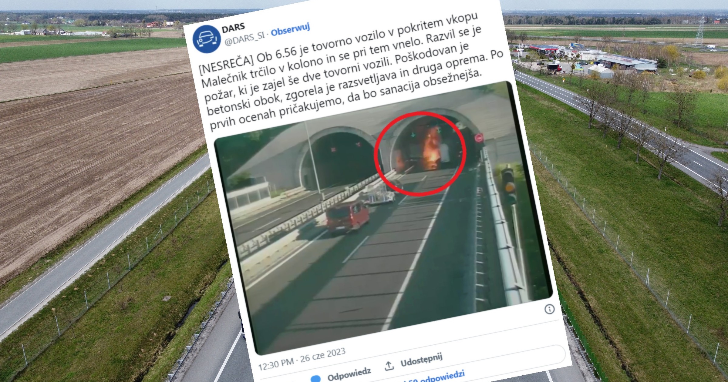 Do pożaru doszło w tunelu na słoweńskiej autostradzie A1
