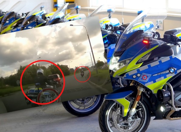 Policyjny"Valentino Rossi" podzielił internautów. "Kto spróbuje tak pojechać przed radiowozem?"