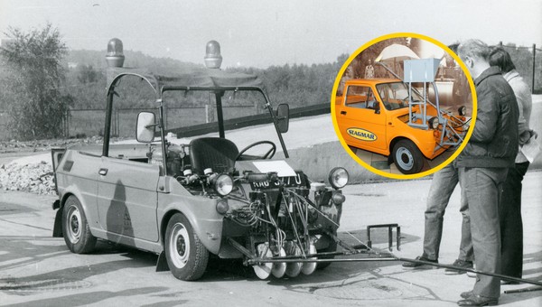 Malowanie jezdni. Fiat Maluch Pingwin