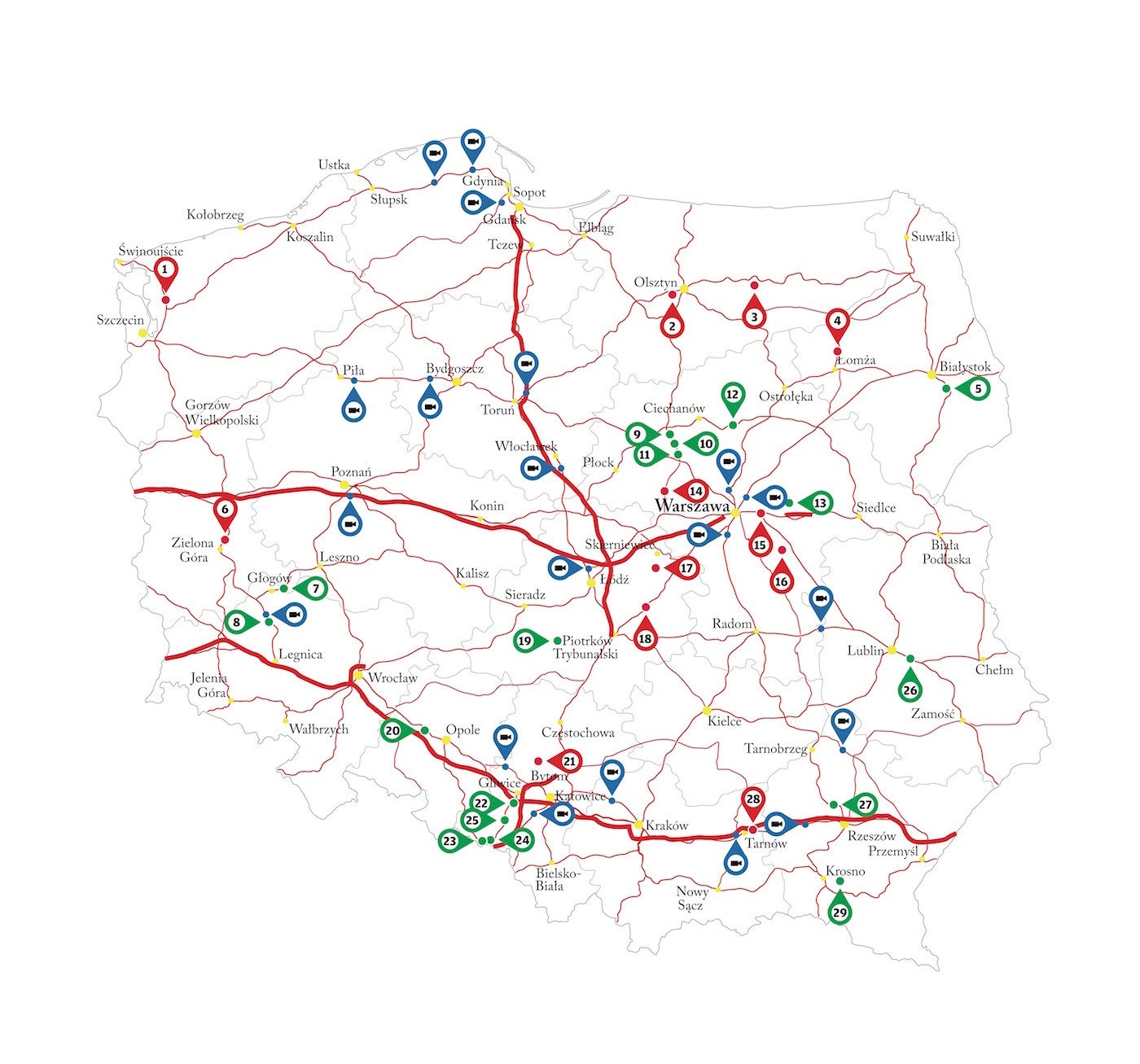 Kamery i odcinki pomiarowe