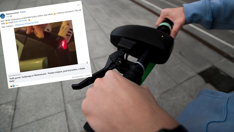 Internautce nie spodobało się "palenie gumy" w centrum Wadowic (facebook.com/wadowice24)