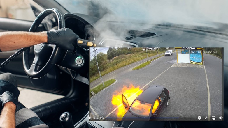 Wybuch w samochodzie