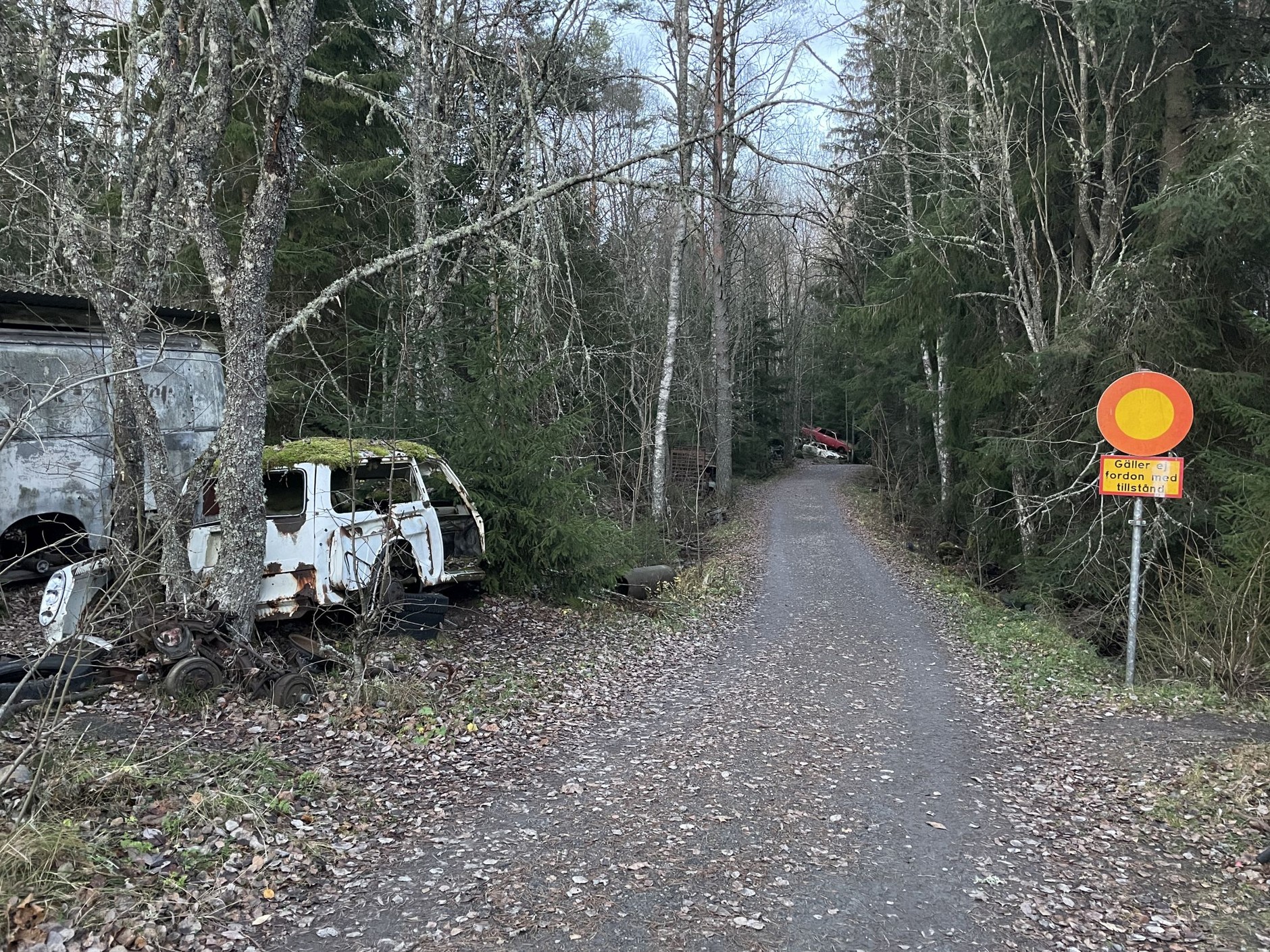 Cmentarzysko samochodów w Bastnas w Szwecji