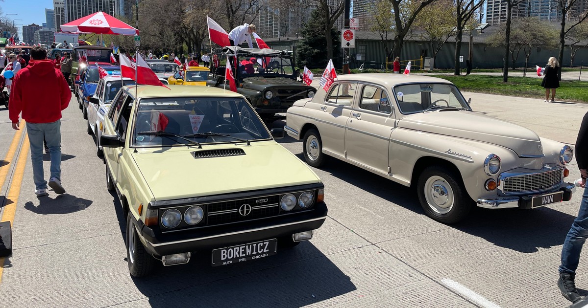 Auta PRL w Chicago na paradzie
