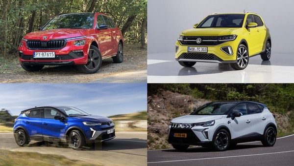 Najlepsze nowe SUV-y do 100 tys. zł: Skoda Kamiq, VW T-Roc, Mitsubishi ASX i Renault Captur (zgodnie z ruchem wskazówek zegara)