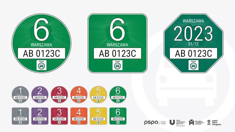 Projekt wzoru nalepek uprawniających do wjazdu do strefy czystego transportu