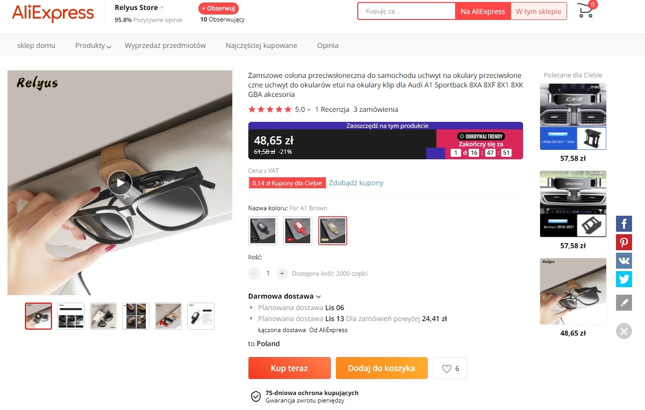 Uchwyt na okulary