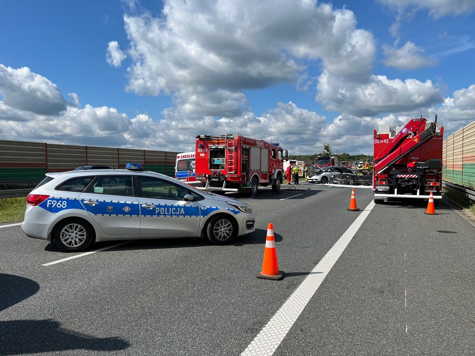 Poważny wypadek na autostradzie A2 w kierunku Poznania.